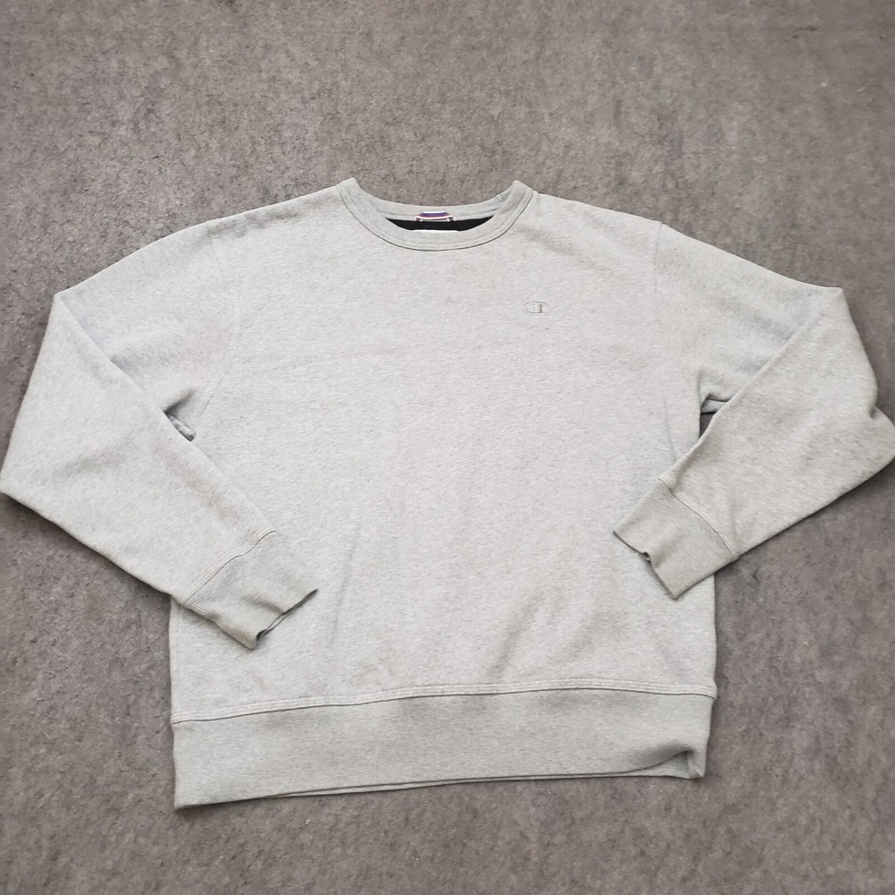 Champion Sweater‎ Mens Medium Gray Outdoors Sweatshirt Logo Casual Adult A1